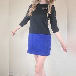 Michael Michael Kors Black and Blue Classy Office Work Zipper Dress size 6